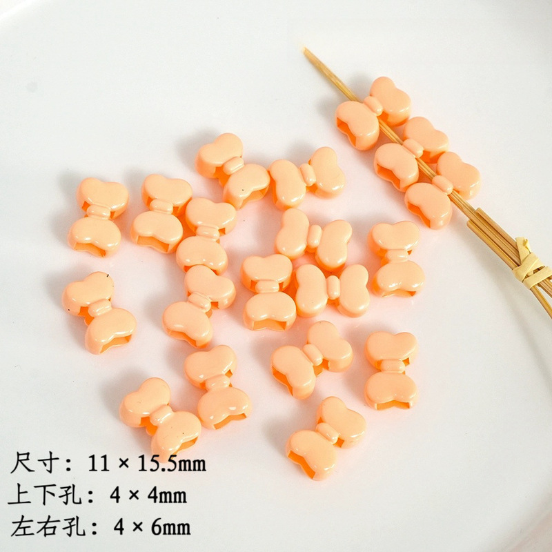 高荷クリーム色焼き漆ちょう結び四通ピアスビーズdiy携帯電話チェーンキーホルダー材料アクセサリー部品|undefined