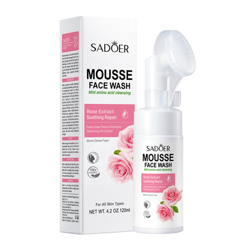 Mousse limpiadora facial lista para usar, SADOER, mousse limpiadora de aminoácidos y clorofila, venta directa de fábricas de comercio exterior