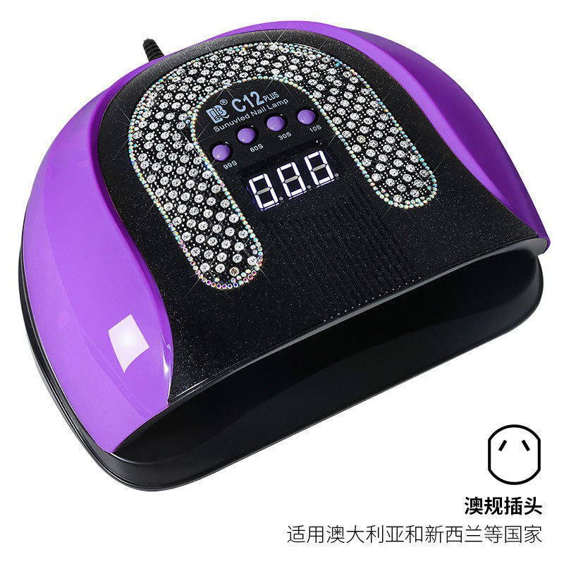 Lámpara de uñas Diamante creativo 256W Lámpara de fototerapia inteligente de alta potencia Luz UV Aceite de uñas de secado rápido Lámpara para hornear Lámpara transfronteriza