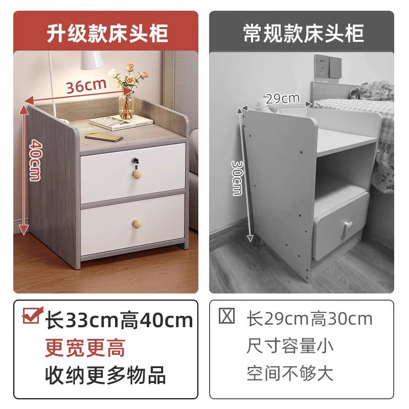 Mesa de cabezal de cama simple pequeño armario de almacenamiento doméstico armario de estante armario para habitaciones de alquiler de dormitorios