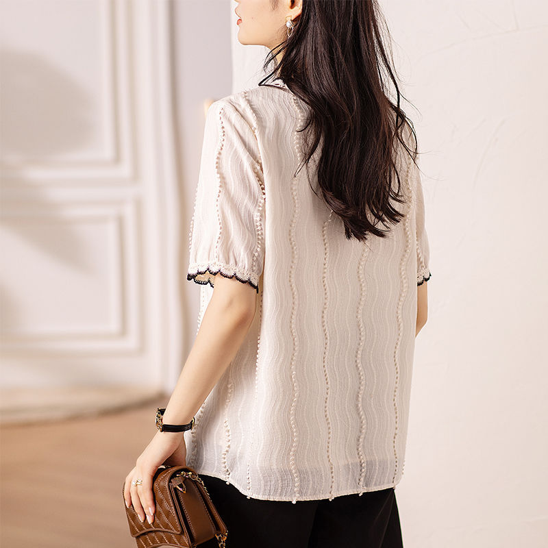 Chic GraceChic GraceChic GraceChic GraceChic Short Sleeve Shirt Summer 2023 New European Style Loose Plus Size Elegant Slimming Belly Coverin_voghion.com