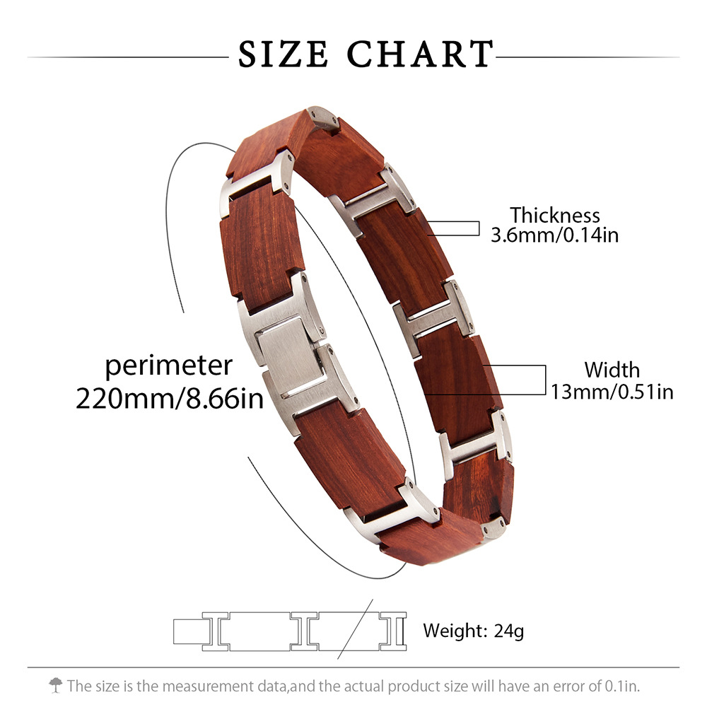 27g Weight Bracelets Classification Wood Chain Material 1 Piece Quantity Daily, Street Occasion Wood Material Geometric Pattern Men's Gender Vintage Style, Simple Style Style Men's Vintage Style Simple Style Bracelets Geometric Wood Men's Chain Bracelets 6