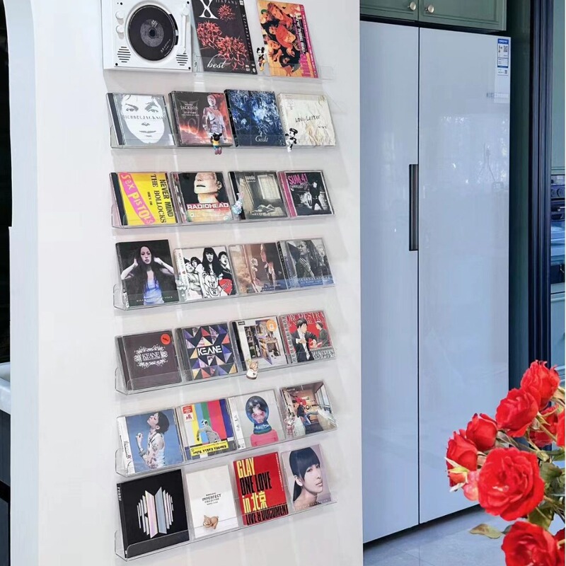 Vinyl record wall rack punch-free acrylic wall-mounted CD display rack LP storage rack high transparent storage rack