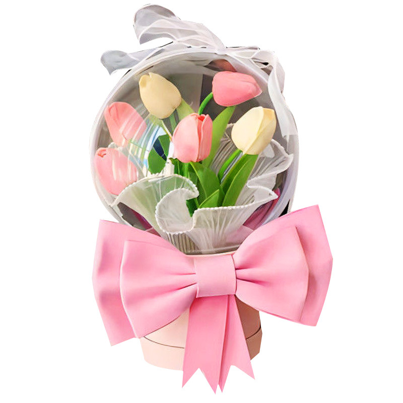 Envíe 520 regalos para el día de la madre, tulipanes, barriles de abrazo, bolas de onda, bricolaje, paquete de material floral de simulación hecha a mano para novia