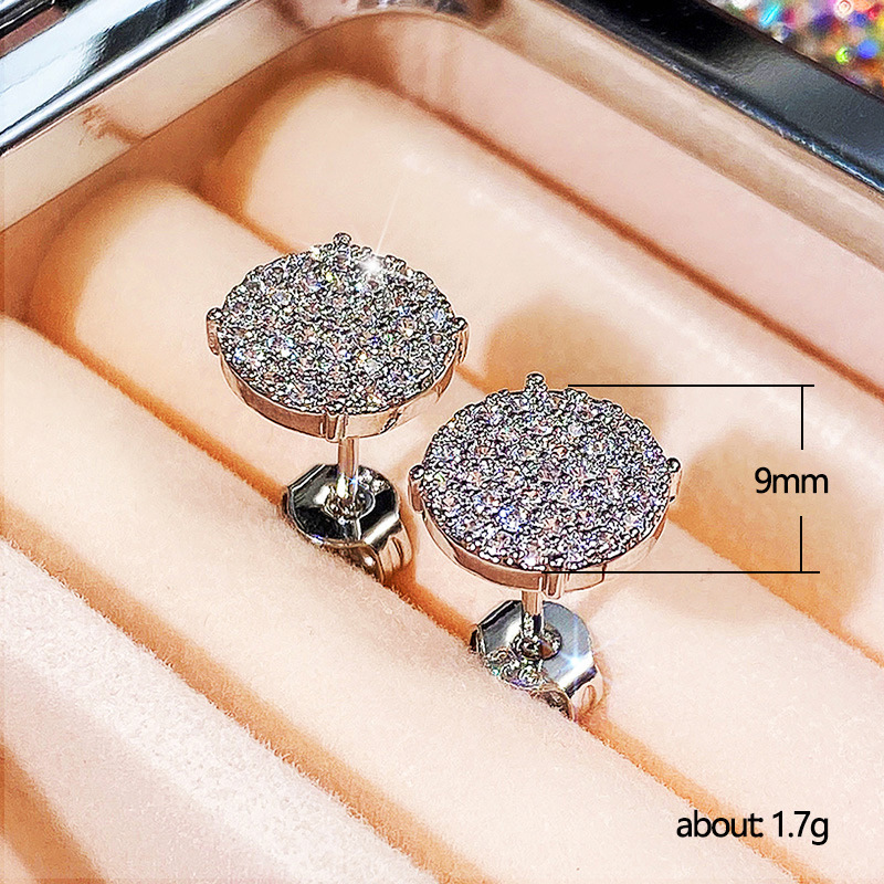 Korean Style Simple Inlaid Zircon Copper Round Earrings display picture 1