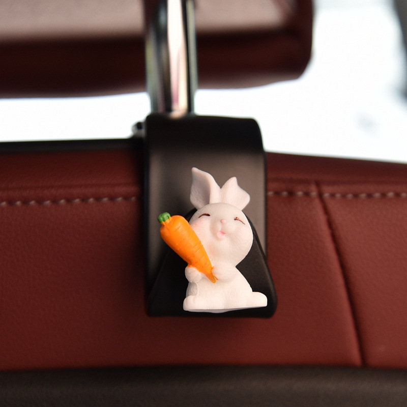 Gancho para automóvil, respaldo del asiento del automóvil, suministros para automóvil, dibujos animados, lindo conejo, asiento trasero, gancho pequeño, plástico
