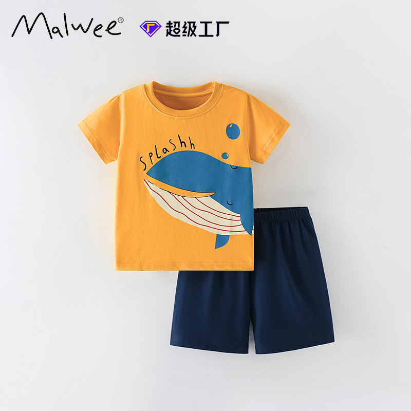 Malwee ropa para niños transfronterizos nueva camiseta de manga corta con cuello redondo de verano
