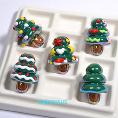 カラードリップ油アクリルクリスマスツリー穴ありビーズdiy手作りビーズ材料幻彩メッキクリスマス装飾