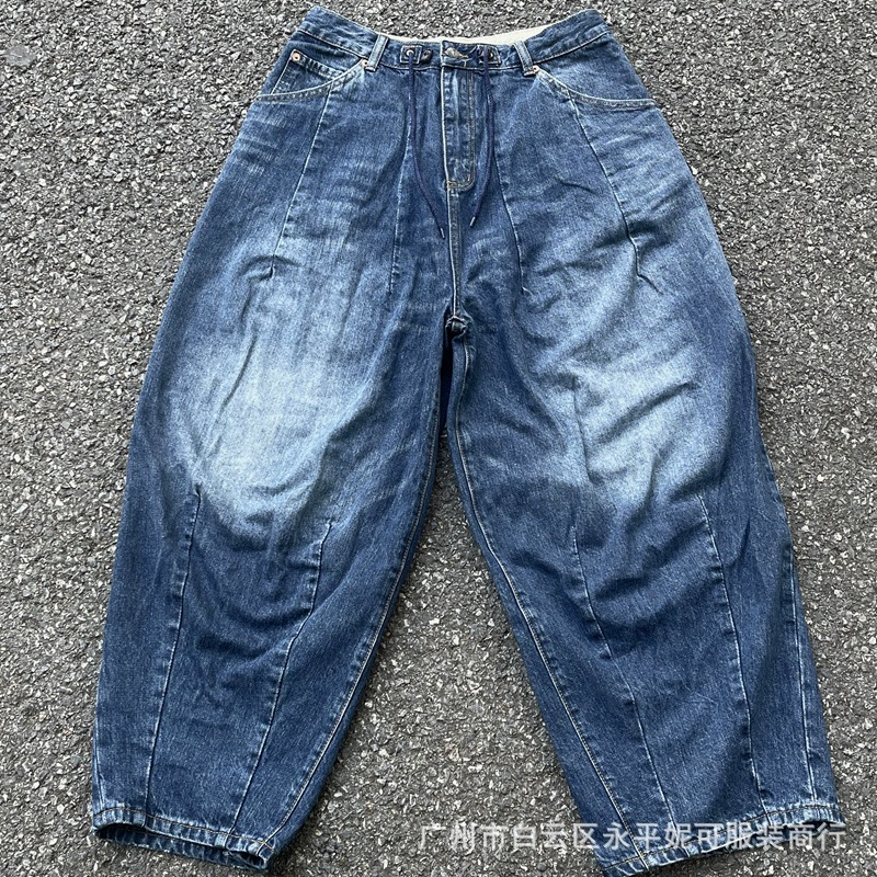 [NEEDLES DENIM JEAN мужские и женские хлопчатобумажные широкие штаны в стиле, винтажная стирка джинсы]