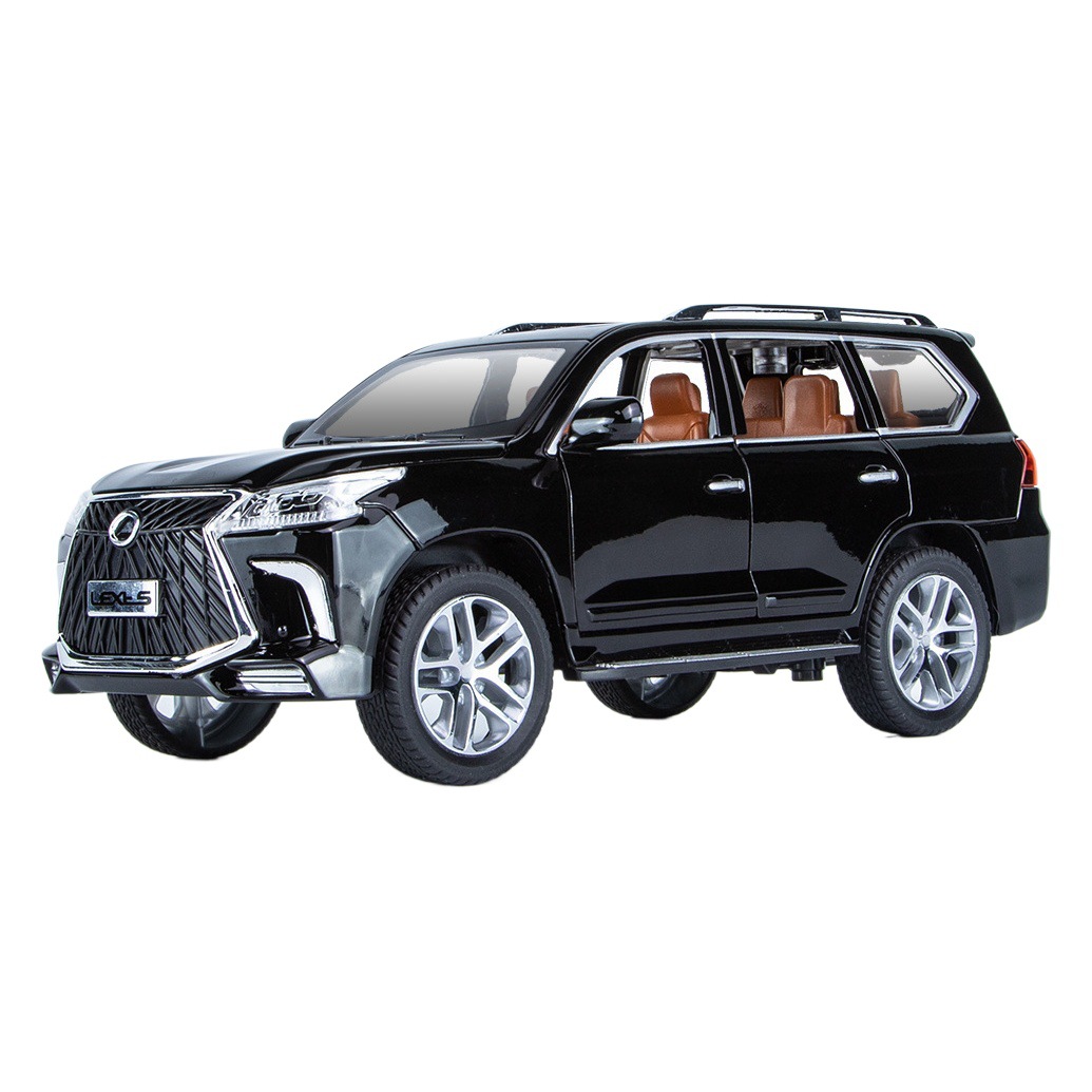 Modelo de coche de aleación 1: 24LX570 Lago tire hacia atrás con sonido y luz off-road Boy juguete coche música modelo adornos