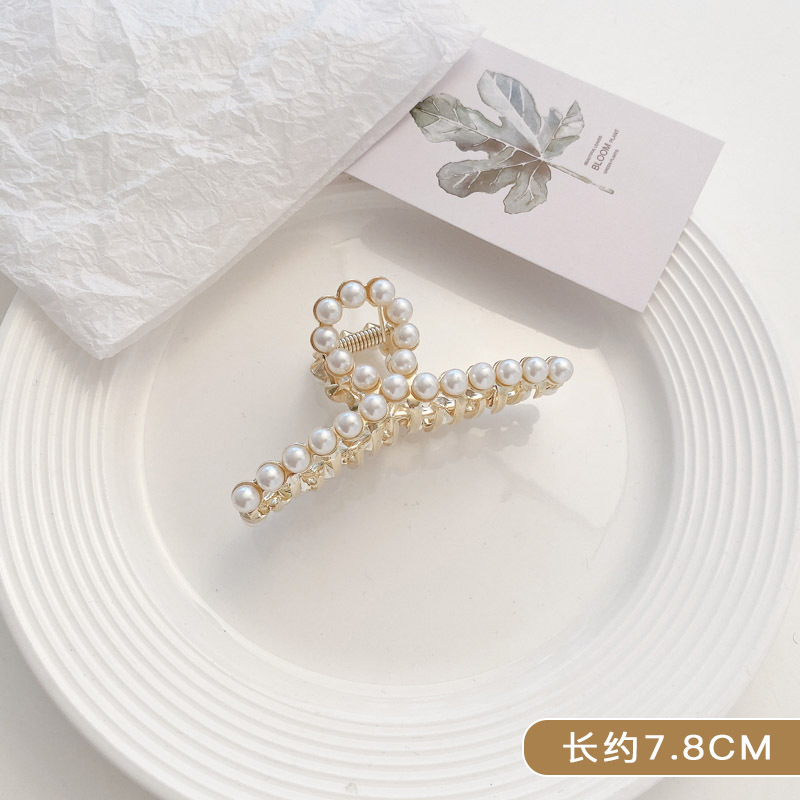Celebridad de Internet 2024 Nueva Perla grande horquilla clip de pelo hembra Cabeza trasera horquilla tocado clip avanzado clip de tiburón