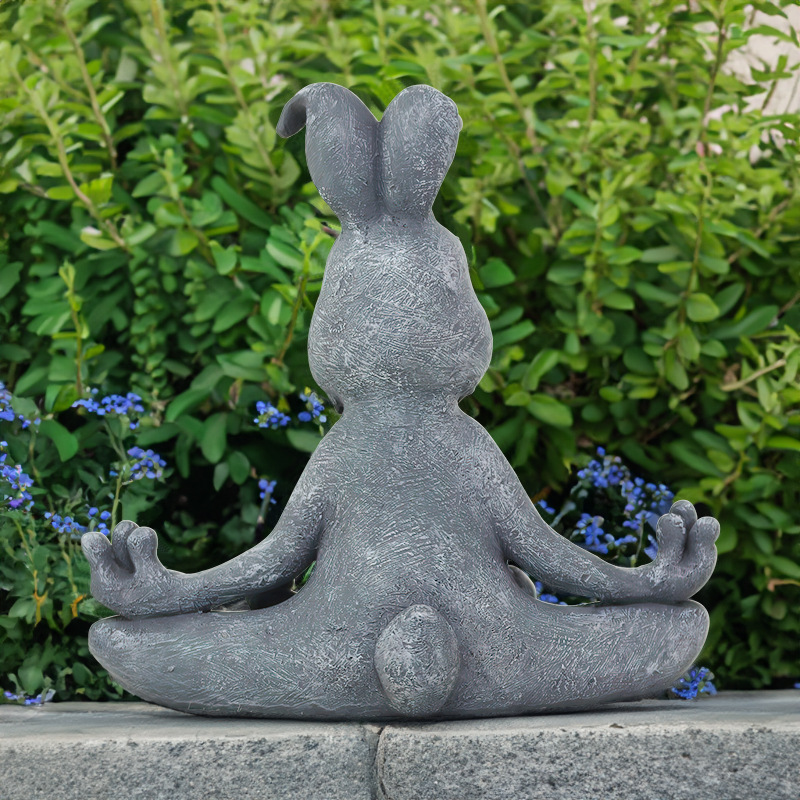  New Products Meditation Rabbit Ornaments Zen Yoga Resin Animal Sculpture Home Garden Decoration Gift