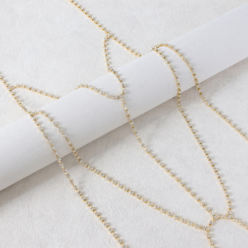 Cross-border hot selling rhinestone body chain for women European and American nightclub beach sexy cross diamond chain necklace chest chain accessories
