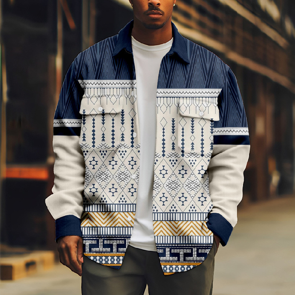 Venta caliente moda moda moda impresión digital chaqueta de solapa retro estilo británico chaqueta de un solo pecho MD05