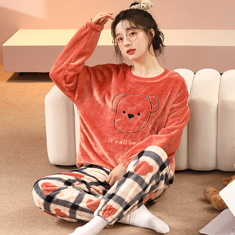 (2개) 새로운 산호 양털 잠옷 여성 6XL 겨울 두꺼운 양복 플러스 크기 지방 MM 플란넬 가정 의류 200 진 5X