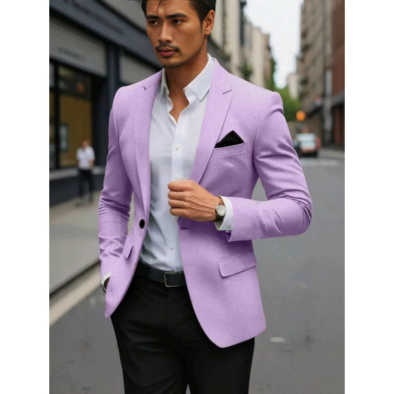 Cross-border foreign trade single-button solid color blazer for men, trendy casual slim-fit men's jacket