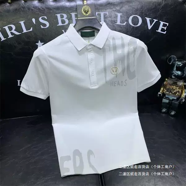 Поло американский стиль, с вышивкой, slim fit, с коротким рукавом