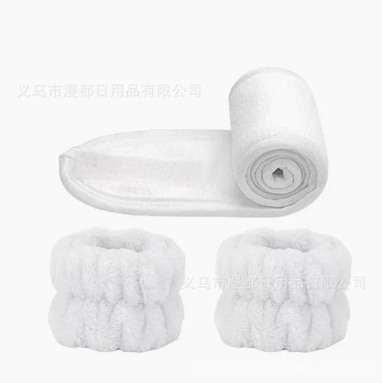 Velcro Headband and Absorbent Wristband Set, Solid Color Ant Cloth, Beauty Makeup Headwear, Wholesale Cross-Border