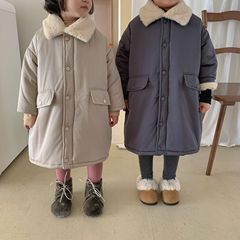 Children's cotton-padded clothes, medium-length boys' velvet imitation rabbit fur thickened girls' cotton-padded clothes 2023 winter new baby coats