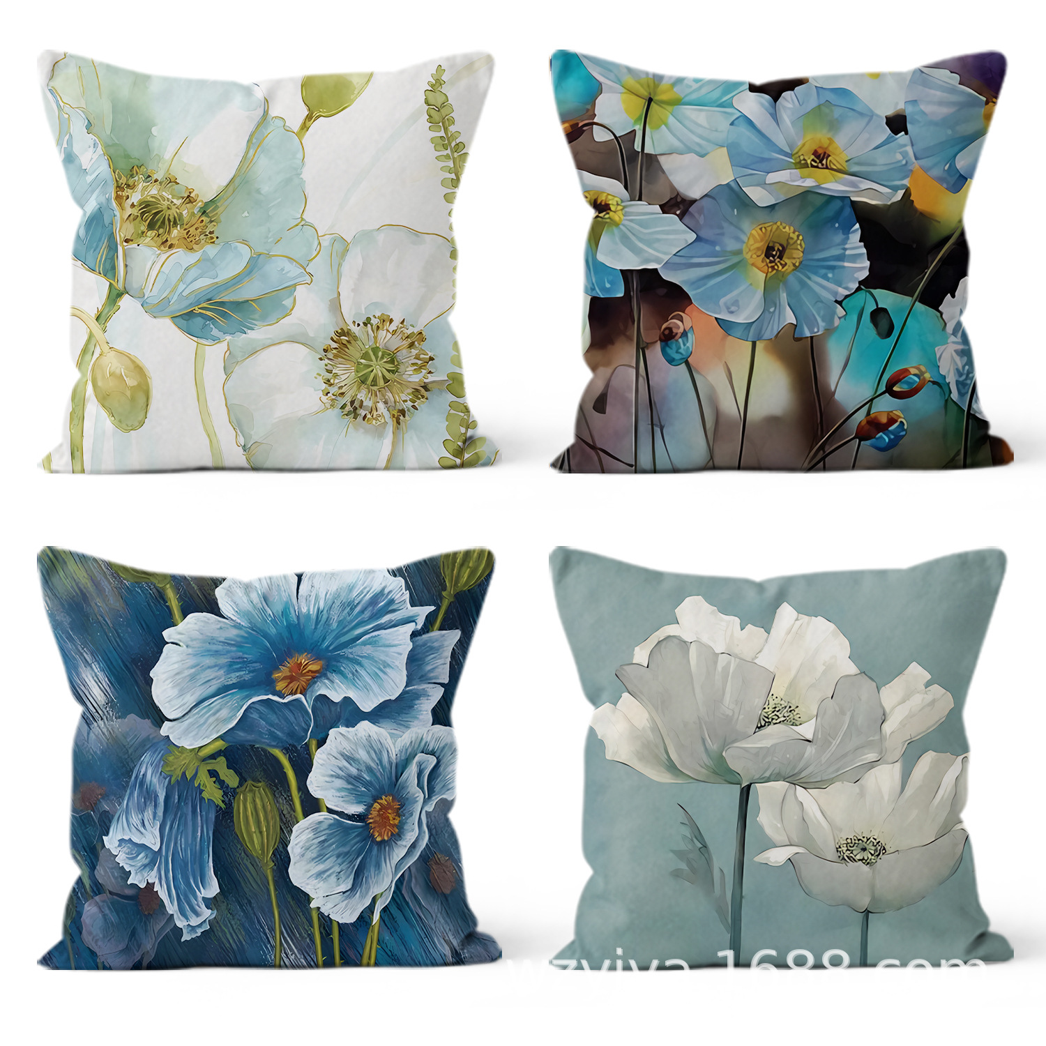 Arte complejo flores plantas verdes funda de almohada sala de estar sofá cojín de coche transfronterizo