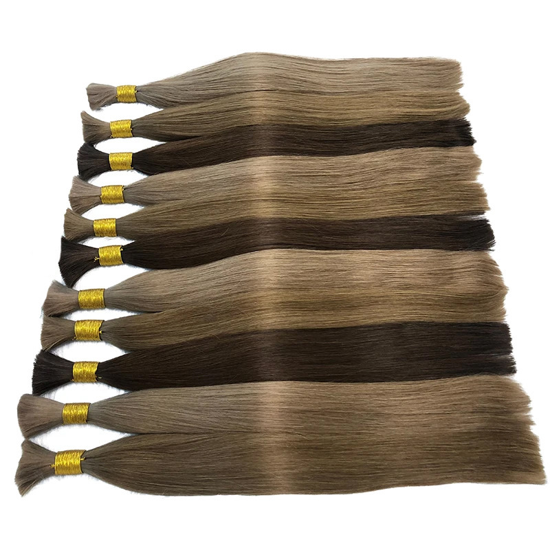 Cross-border seamless hair straight bulk hair wig full human hair African human hair