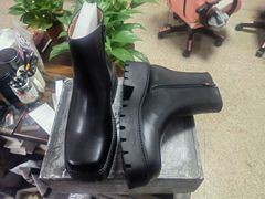 Sleeve short boots, increased fashionable Martin boots, thick sole British men's boots, square toe rhino horn Chelsea boots 76596-R