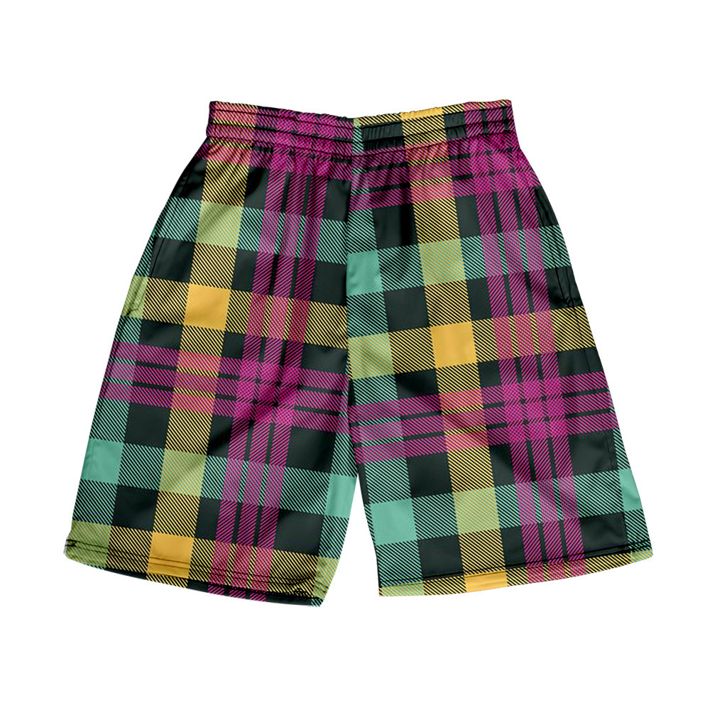 Foreign Trade 2025 Spring and Summer Men's Hawaiian Casual Plaid Shorts European and American Style Casual Beach Pants