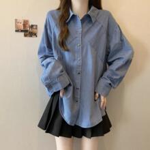 大码胖mm高级感轻奢蓝色条纹牛仔衬衫外套女早秋新款休闲开衫上衣