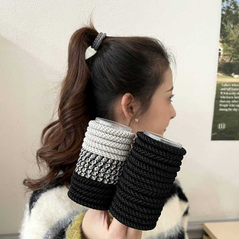 High Stretch Durable Sports Hair Ring Women's Hair Tie Rubber Tendon Thickened and Continuous Headline High Ponytail Hair Rope Headwear