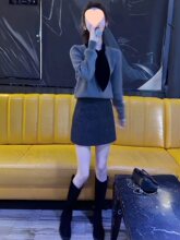 减龄搭配一整套春装小香风气质蝴蝶结针织上衣亮片半身裙两件套装