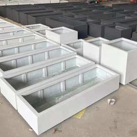 室外玻璃钢方形花盆 商场美陈异型玻璃钢组合花盆白色