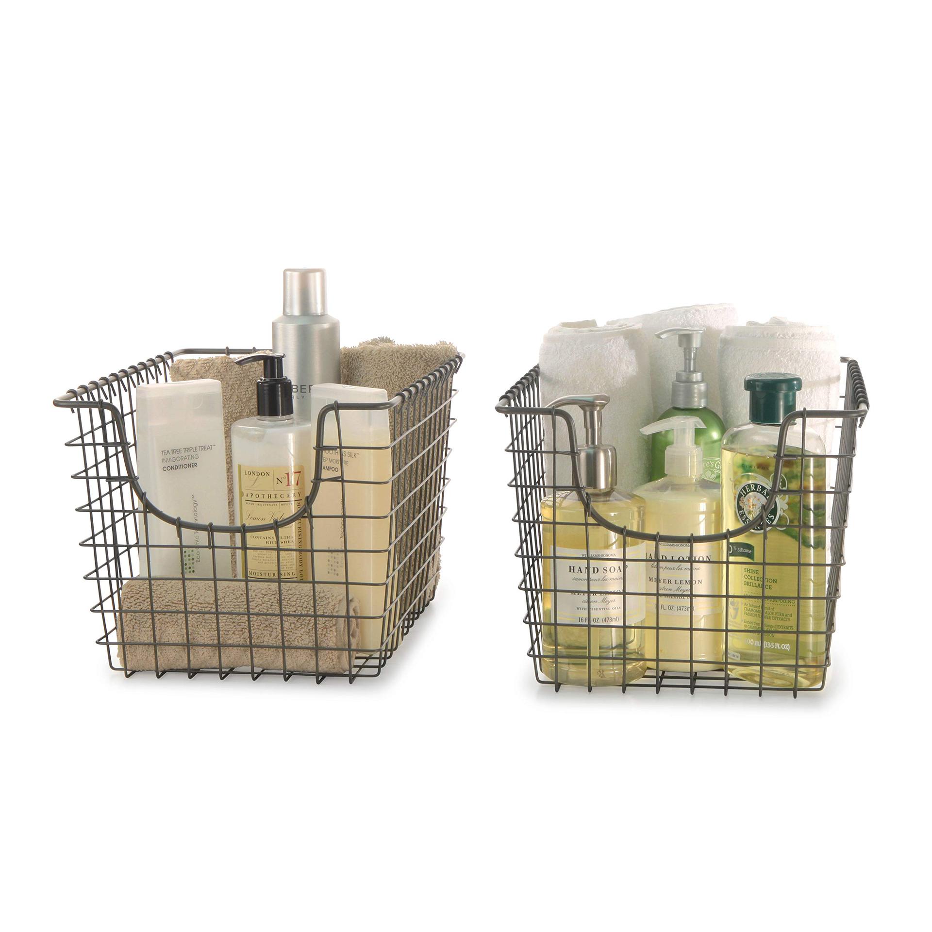 Wire Storage Basket For Bathroom Kitchen And Home Office Organiser_voghion.com