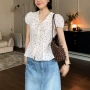 显瘦波点甜美风短袖衬衫