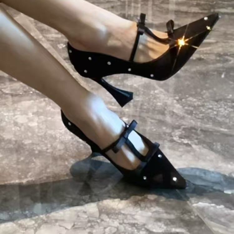 2026 Spring/Summer New Luxury Socialite Style Sparkling Rhinestone Bow High Heels Elegant Pointed Toe Shallow Mouth Versatile Pumps 2026 Spring/Summer New Luxury Socialite Style Sparkling Rhinestone Bow High Heels Elegant Pointed Toe Shallow Mouth Versatile Pumps