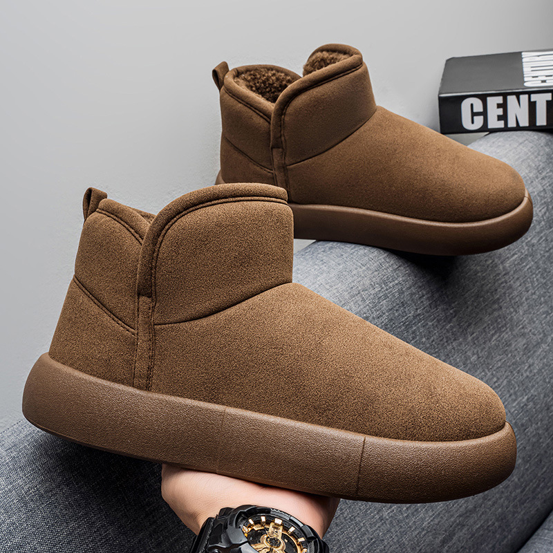 Stivali corti in pelle di pecora da uomo, foderati in pile, autunno inverno 2025, scarpe in cotone_voghion.com