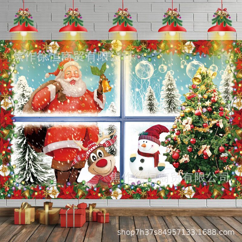 Amazon temu ホットセール新年とクリスマス背景布バナーメリークリスマスパーティー装飾小道具旗布|undefined