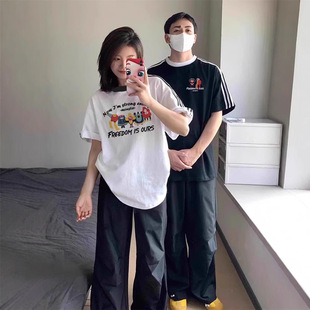 Summer Pure Cotton Short-Sleeved T-Shirt Couple Wear Lazy Style Loose Niche Design Tops for Men and Women Student Trendy Class Uniforms