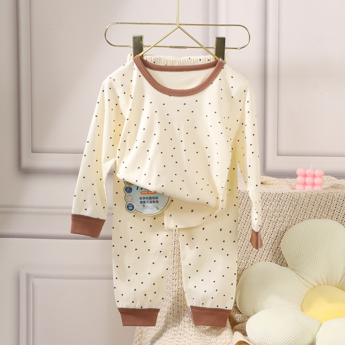 Conjunto de ropa interior térmica de algodón puro para niños, otoño e invierno, pijamas cálidos de algodón para bebés, niños y niñas, ropa de estar sin costuras.