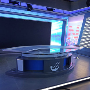 Broadcast Station anchor table TV station broadcast station news media host speech stage eloquence school broadcast table