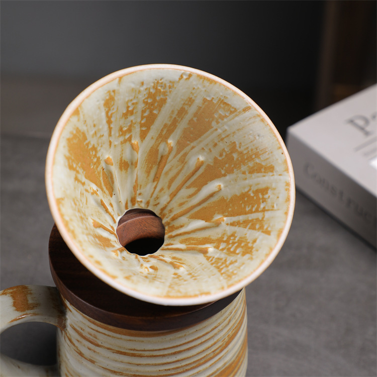 Ceramic Coffee Pot Set Vintage Style Hand Brewed Coffee Maker_voghion.com