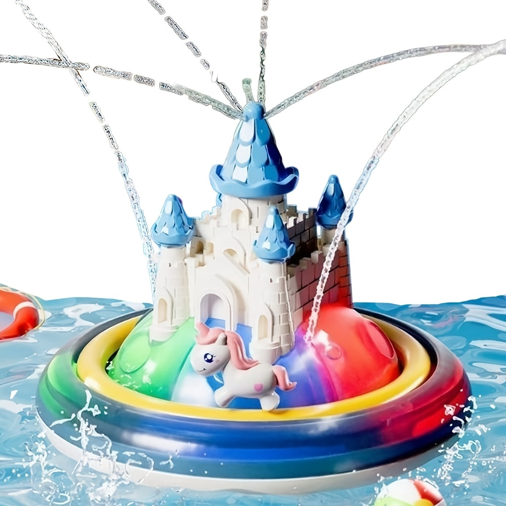Baños transfronterizos unicornio castillo rociador de agua juguetes de agua para niños bañera luminosa eléctrica juguetes de baño para bebés