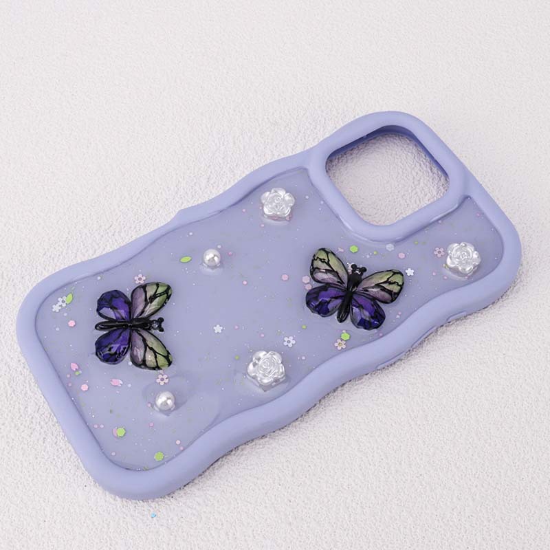 适用iPhone15滴胶手机壳iPhone15pro防摔手机壳蝴蝶款手机保护套