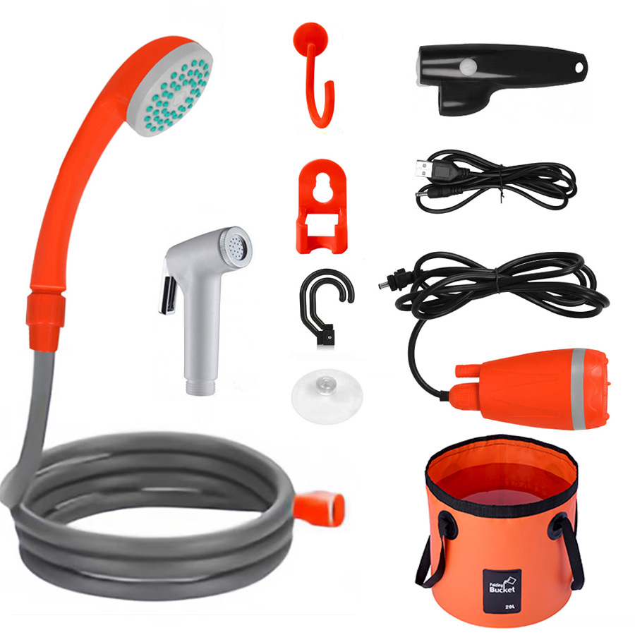 Ducha de coche portátil ducha al aire libre USB inalámbrico de doble uso ducha de baño de camping transfronterizo Inglés