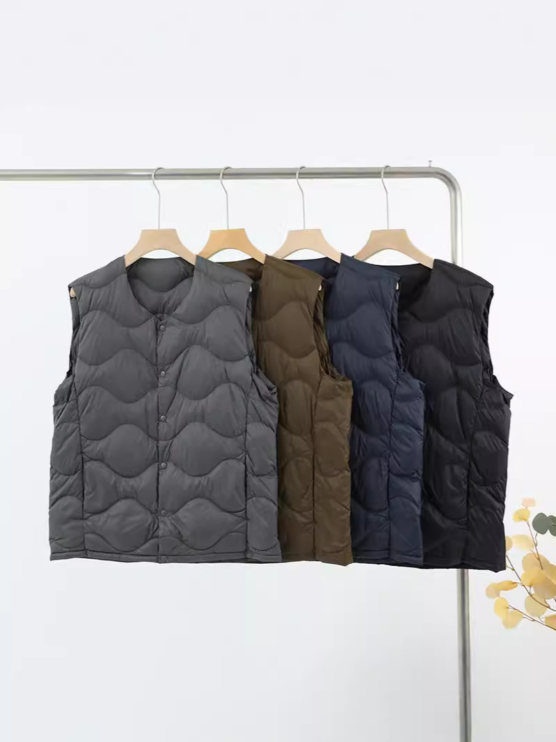 Nuevo invierno hombre ligero plumón interior cuello V delgado portátil suelto universal abrigo de manga larga de chaqueta blanca cálida