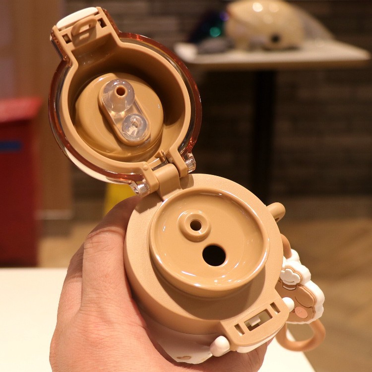 Taza de aislamiento para niños de alto valor facial lindo y pequeño portátil de doble bebida taza de agua de paja de acero inoxidable 2026 nueva estudiante