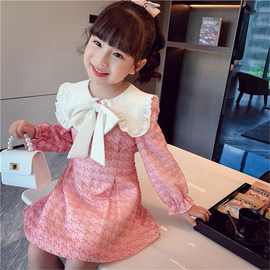 女童连衣裙秋冬2022新款儿童甜美蝴蝶结公主裙中大童长袖裙子洋气
