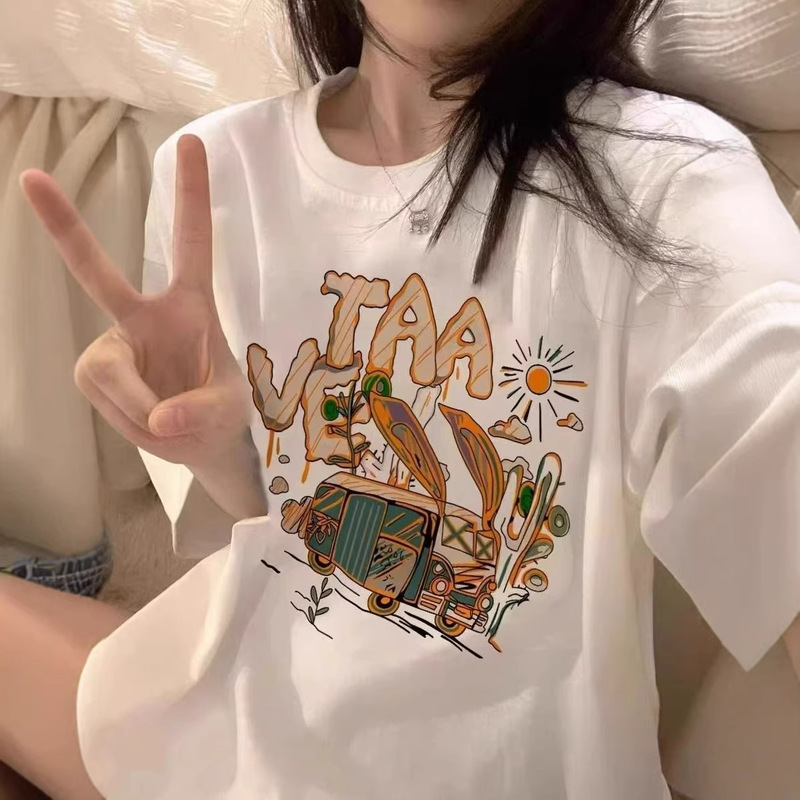 Brown Pure Cotton American-Style Loose Oversize Short-Sleeved T-Shirt for Women, Summer New Style, Trendy Couple Half-Sleeved Top Brown Pure Cotton American-Style Loose Oversize Short-Sleeved T-Shirt for Women, Summer New Style, Trendy Couple Half-Sleeved Top