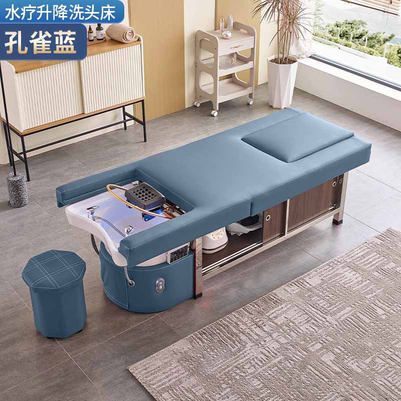 Cama de lavado de cabello de masaje eléctrica multifuncional con calentador de agua de fumigación para terapia de pies para barbería de circulación de agua para salón de cuidado de cabello