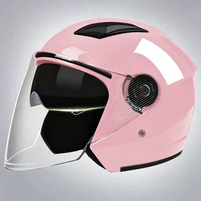 helmet, winter windproof and warm helmet — Motosiklet kaskı (dəbilqə) - b4-dual-lens-pink