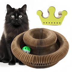マジックオルガン猫スクラッチボード、ベル付き折りたたみ猫おもちゃ、自己刺激と退屈解消、猫の爪研ぎ段ボール、傷つきにくい猫の巣